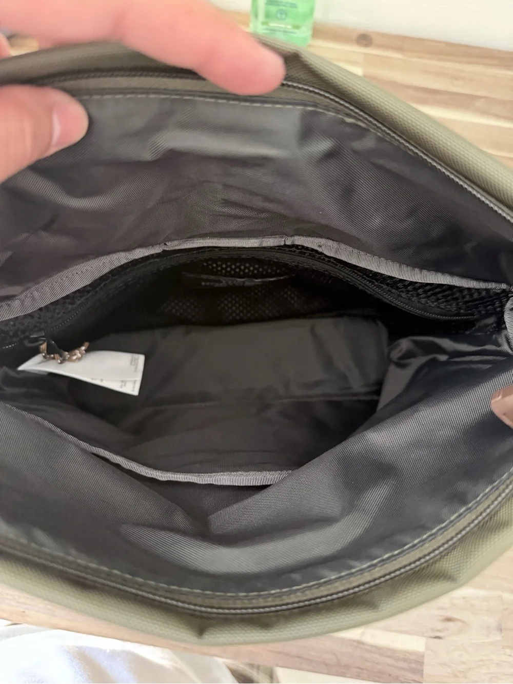 The North Face Olive and Gray Roll-Top Messenger Bag